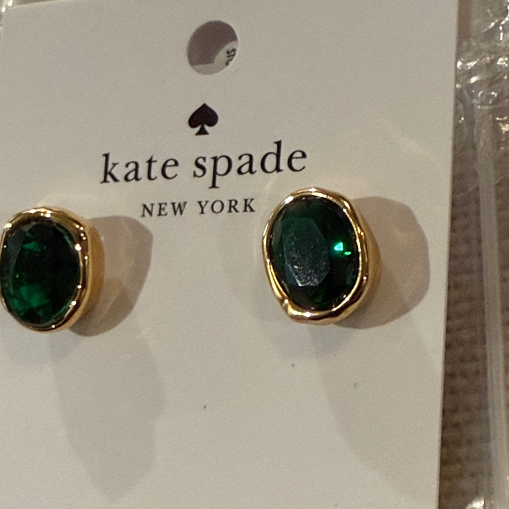 kate spade Emerald High Shine Studs/NWT - Picture 8 of 9